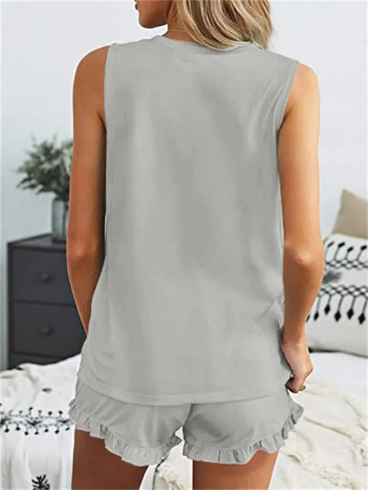 Women's Loose Cozy Round Neck Sleeveless Summer Sets