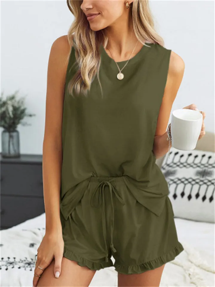 Women's Loose Cozy Round Neck Sleeveless Summer Sets