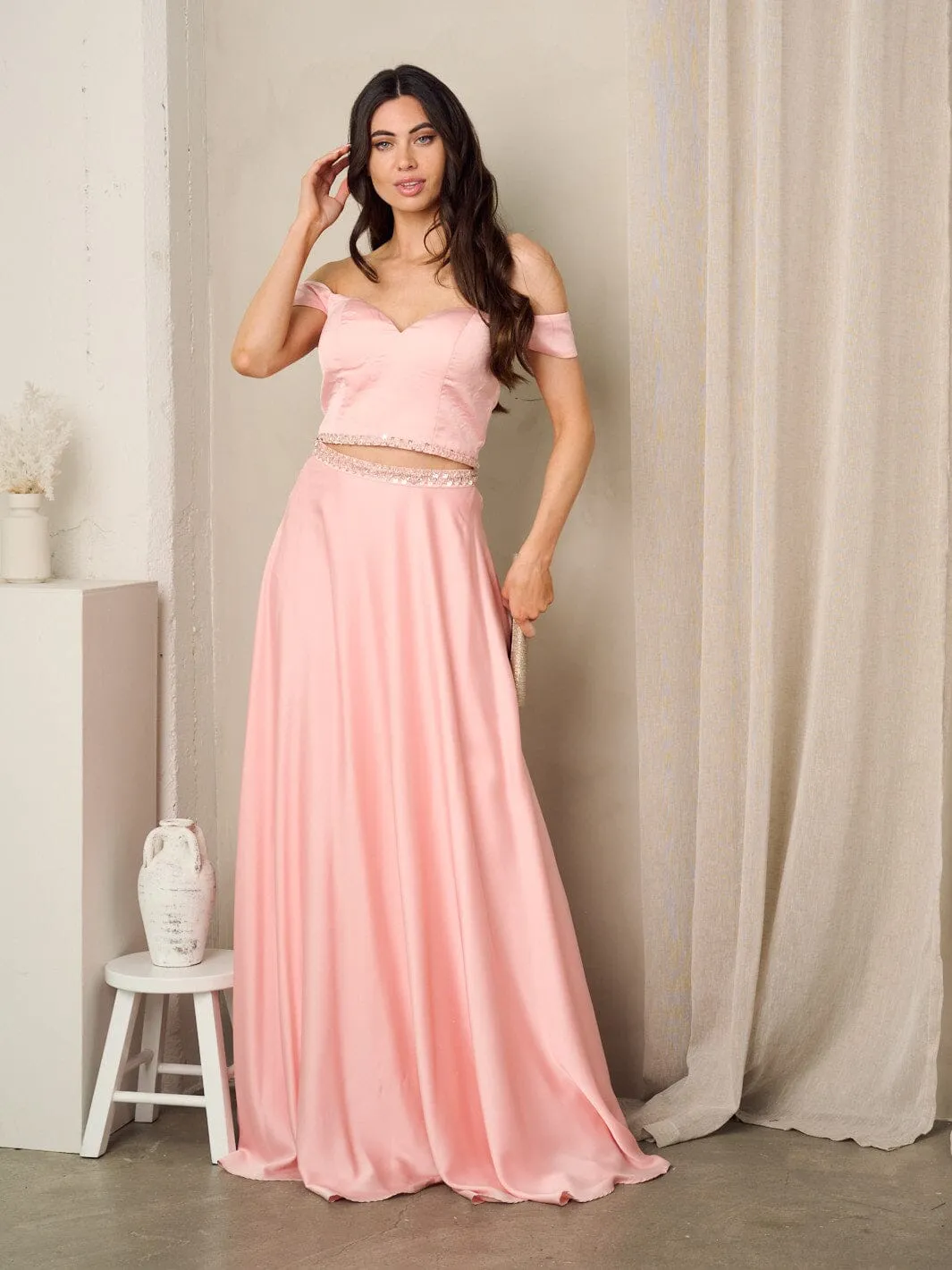 WOMEN'S SLEEVELESS CROP TOP & MAXI SKIRT 2PC. SET