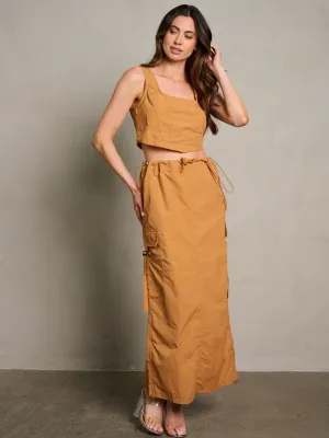 WOMEN'S SLEEVELESS CROP TOP & MAXI SKIRT CARGO 2PC. SET