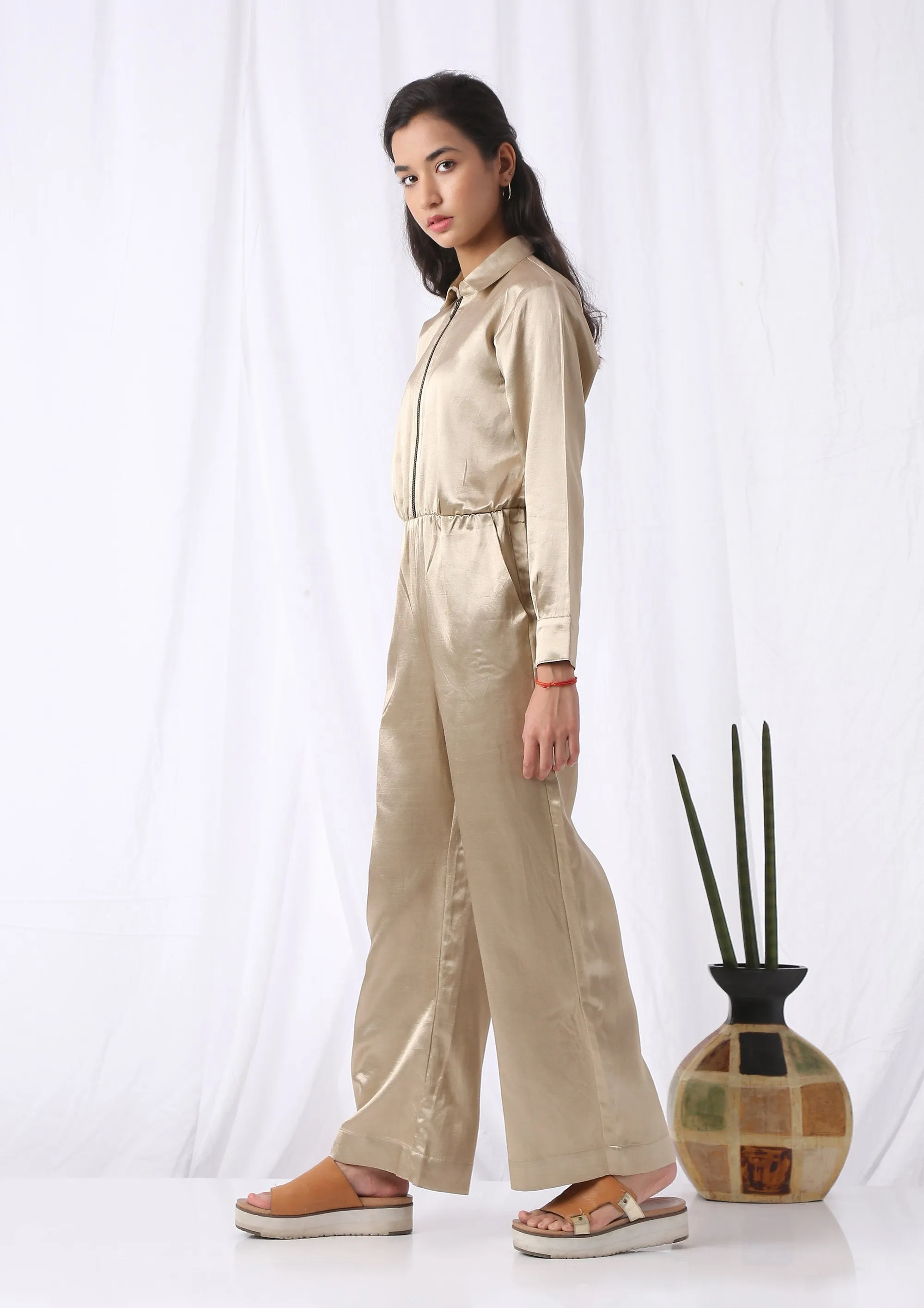 ZIPPER FRONT MASHRU JUMPSUIT